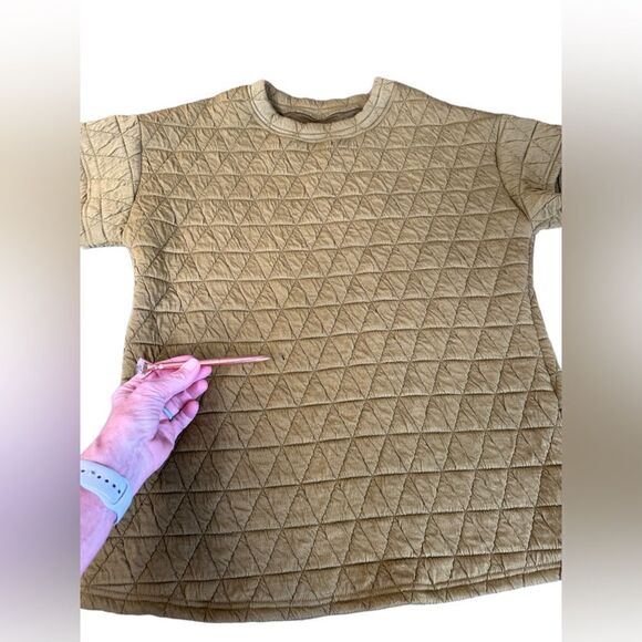 Quilted Crop Travel 2 piece Set Short Sleeve Olive Size M - Picture 7 of 10